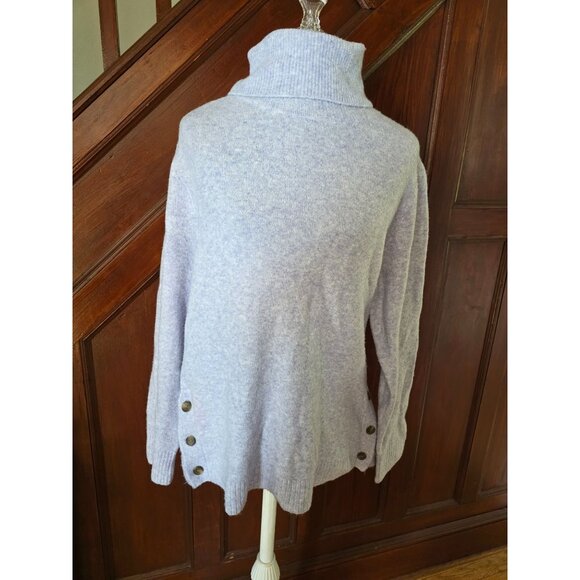 J.Crew Womens Lavender Wool-Blend Turtleneck Sweater With Button Accents Size M - Picture 1 of 8